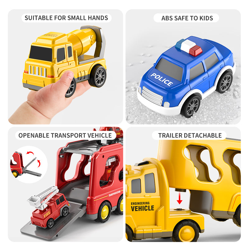 TEMI Diecast Carrier Truck & Engineering Vehicles: Educational Fun