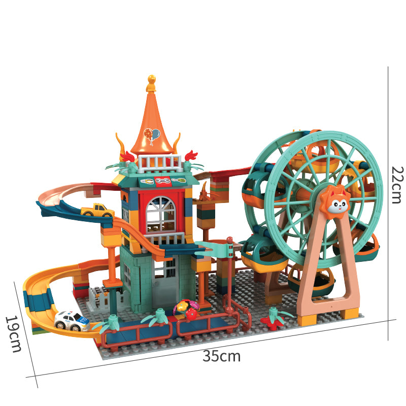 Marble Run Castle: Building Blocks and Car Action Figures Educational Toy Set