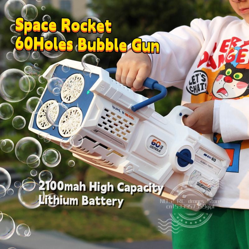 Fully Automatic 60-Hole Electronic Bubble Gun: Bubbly Fun for Children's Gifts