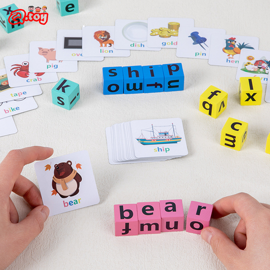 English Letter Spelling Block Flash Cards Game for Kids