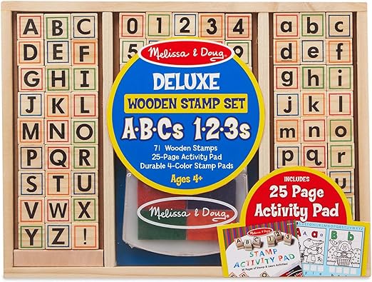 Deluxe Wooden Stamp Set ABCs 123s