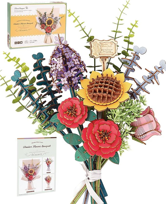 Wooden Flower Bouquet Model Kit 581 Pcs