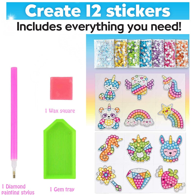 Creative Sparkle: Kids' Diamond Gem Art Kit with 12 Stickers