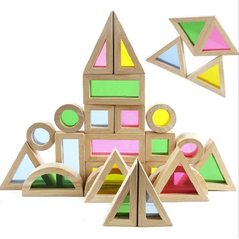 Wooden Rainbow Building Blocks - Colorful Educational Toy for Kids