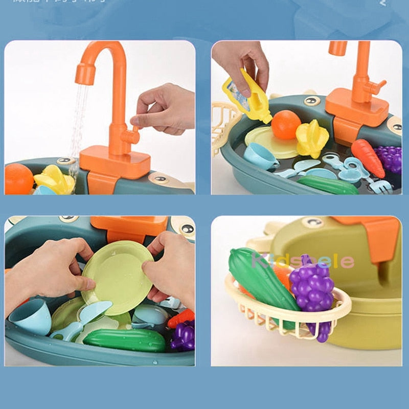 Electric Dishwasher Kitchen Toy for Kids - Pretend Play Set