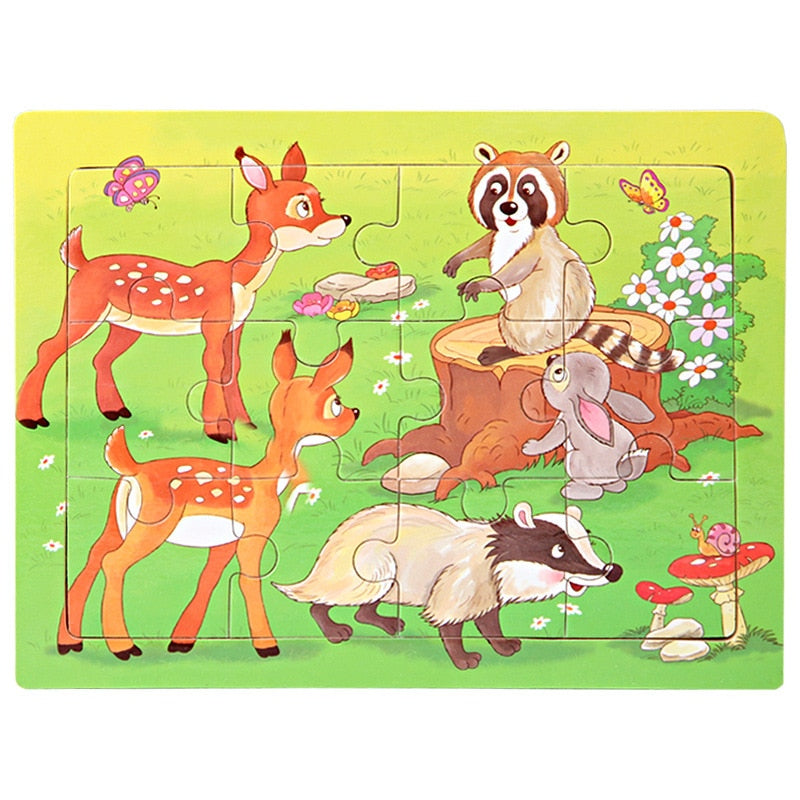 Cartoon Animals Wood Puzzle