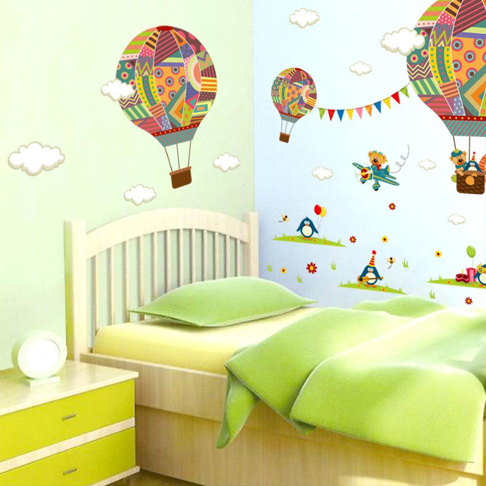Colorful Hot Air Balloon Animal Nursery Wall Sticker