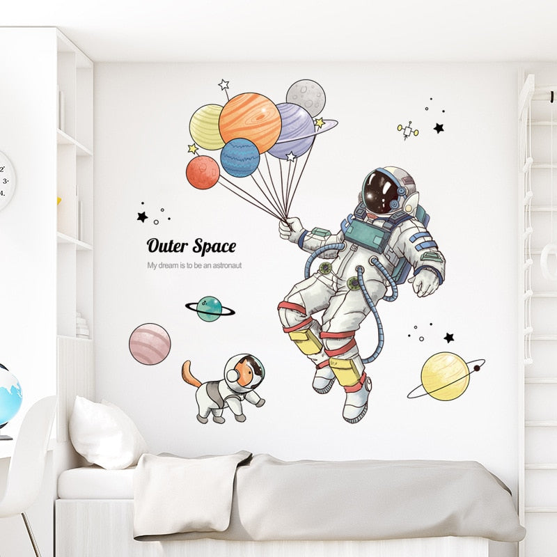 Outer Space Astronaut Wall Sticker for Kids' Rooms and Nursery