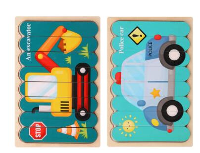 Double-Sided Strip 3D Wooden Puzzles for Kids