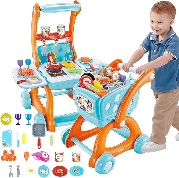 2 in 1 Pretend Kitchen Trolly set