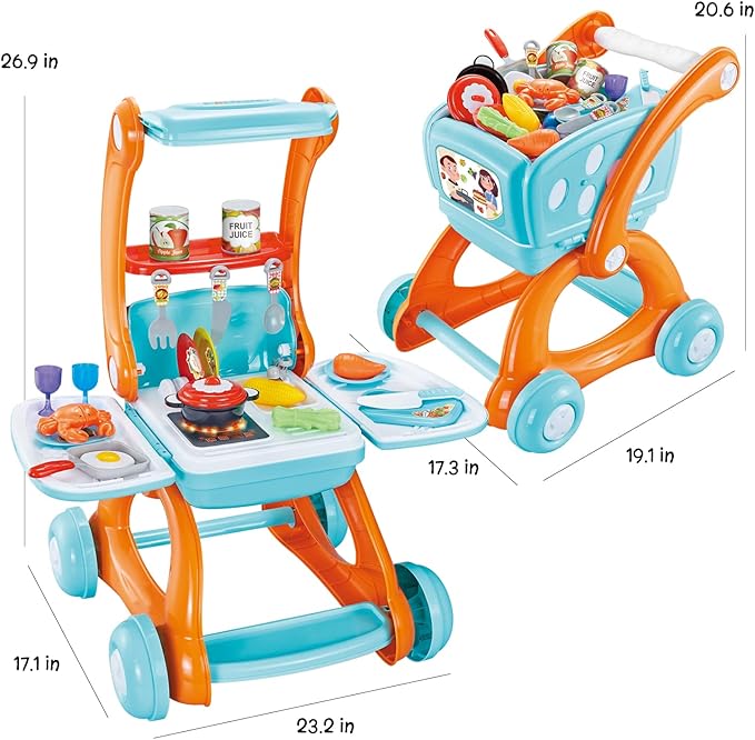 2 in 1 Pretend Kitchen Trolly set