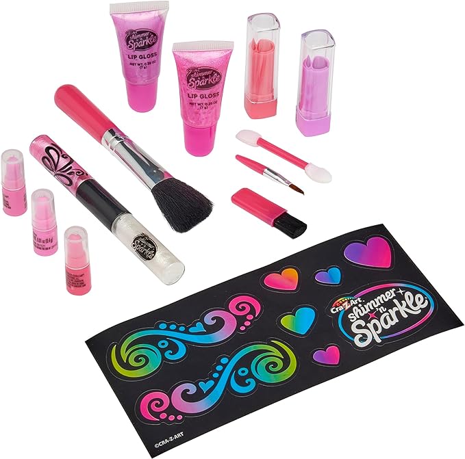Shimmer 'n Sparkle Glitter Makeover Studio Beauty Kit - All-in-One for Eyes, Cheeks, and Lips