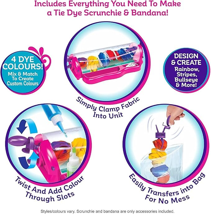 Shimmer N Sparkle Ultimate Tie Dye Studio for Kids - 4 Color Powders, Multicolor Arts & Crafts Kit
