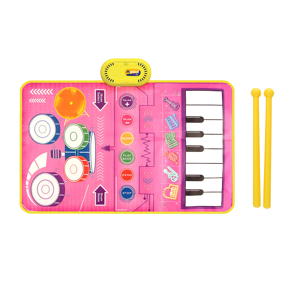 2-in-1 Musical Playmat: Piano Keyboard & Jazz Drum Fun for Kids!
