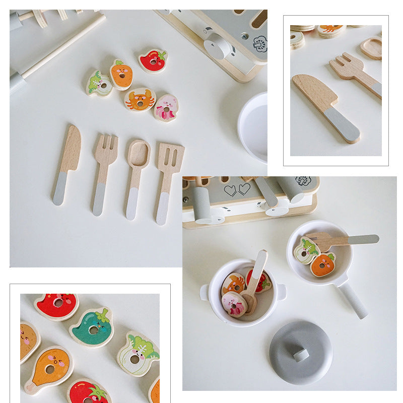 Portable Wooden Kitchenette: Educational Toy for Kids