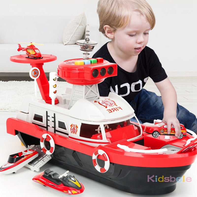 Music Boat Track Toy Set: Educational Fun with Cars, Planes, and Lighting