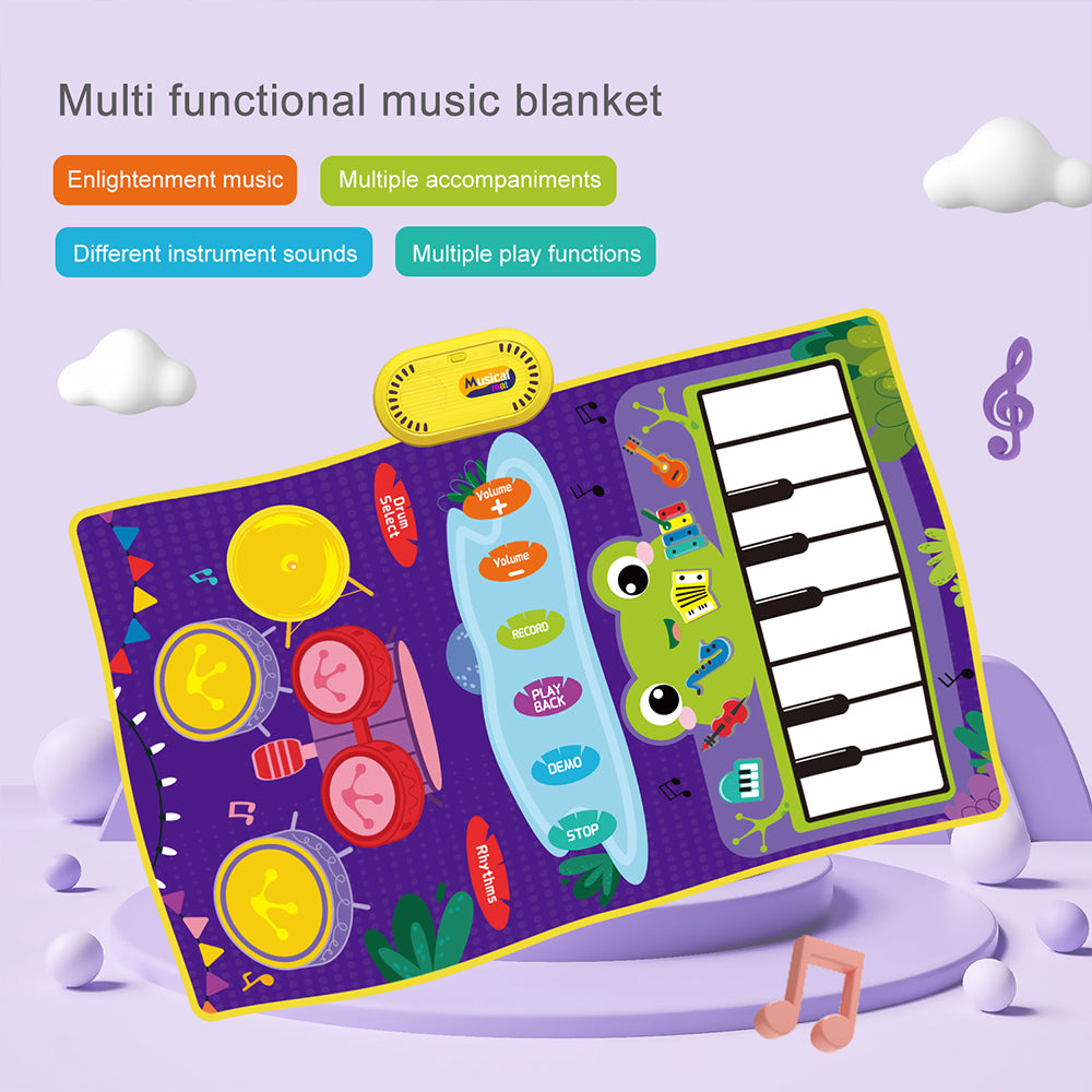 2-in-1 Musical Playmat: Piano Keyboard & Jazz Drum Fun for Kids!
