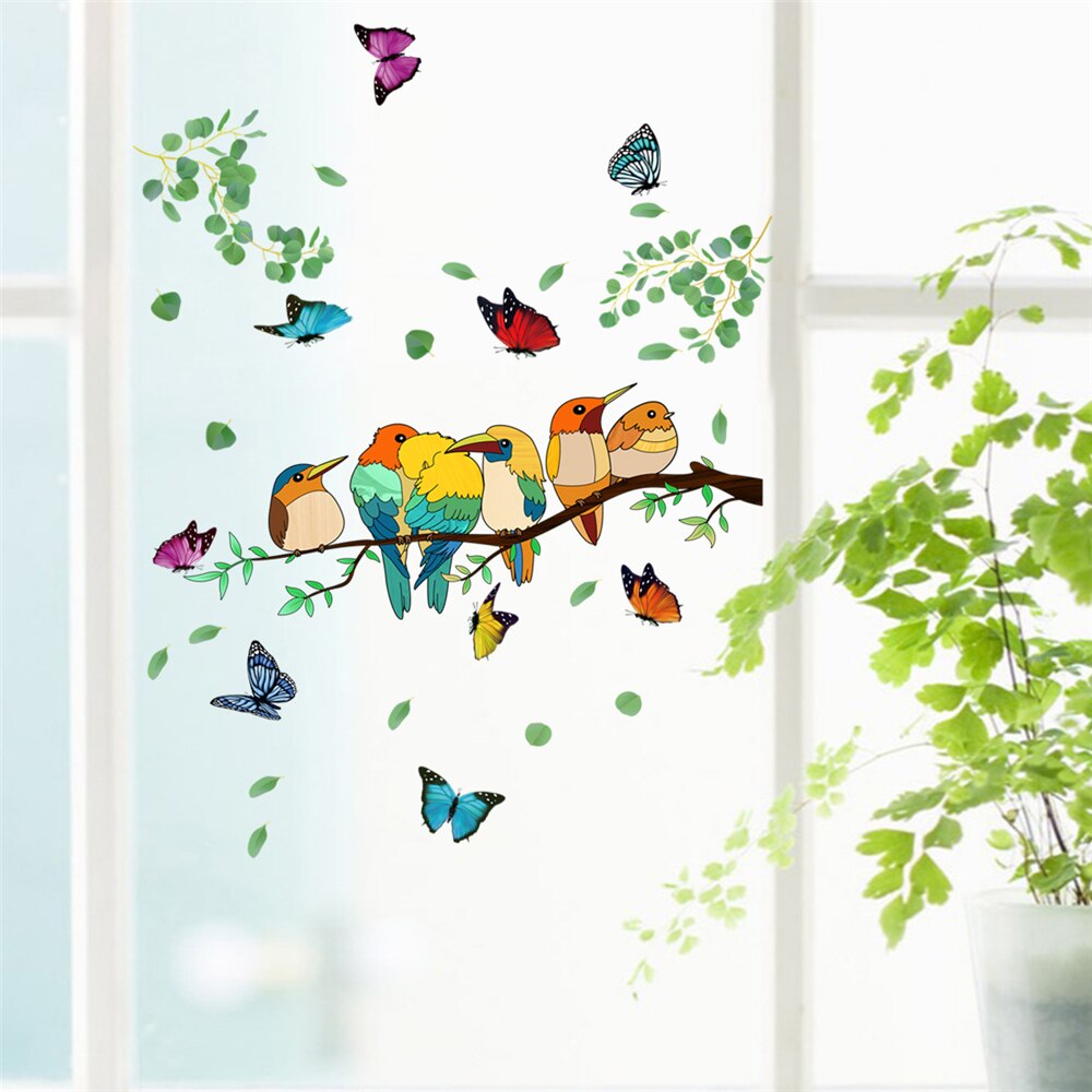 Whimsical Tree Branch Bird Stickers