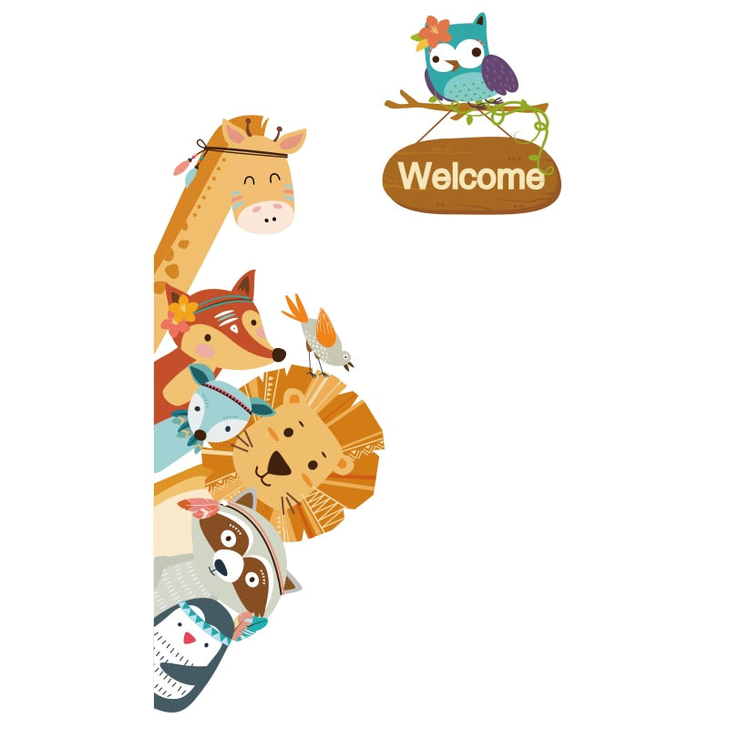 Whimsical Cartoon Animals Wall Stickers - DIY Lion, Fox, Giraffe Decals