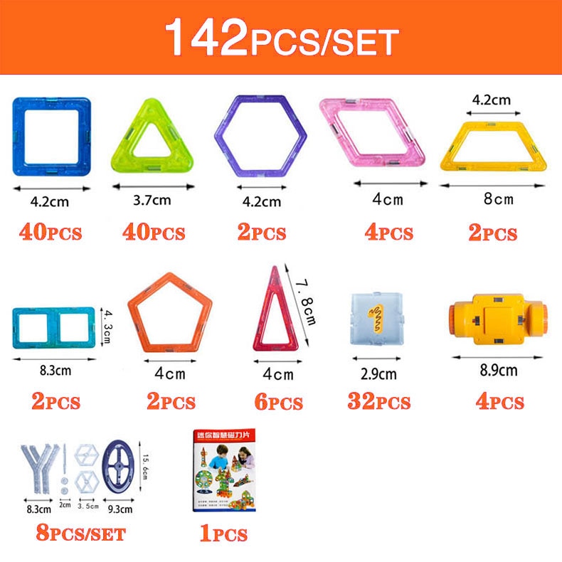 142 pcs Magnetic Designer Construction Set: Mini Blocks for Creative Play