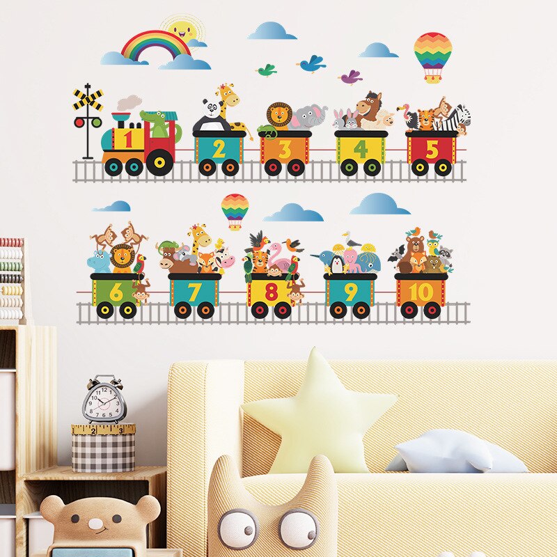 Nordic Cartoon Animals Wall Stickers - Kids' Room Decoration