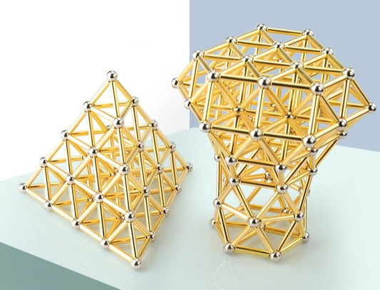 Golden Variety Magnetic Building Blocks - 3D Construction Set
