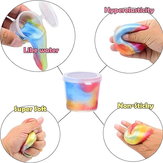 Beauenty Crystal Clear Slime Kit - 5 Pack, Non-Sticky Fruit Themed Slime for Kid