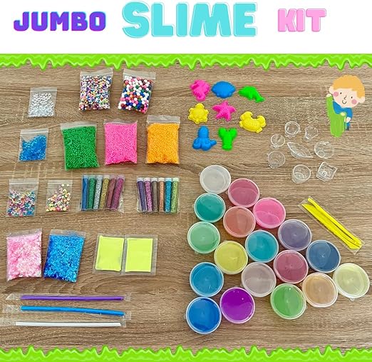 Mumfactory Glow in The Dark Glitter Slime Kit for Kids