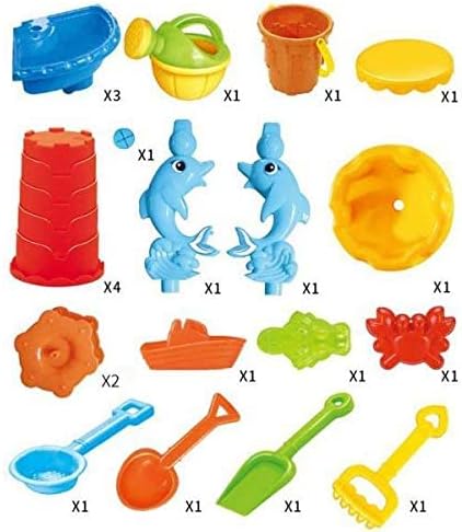 Kids Plastic Sand Pit, Set of 22 Pieces