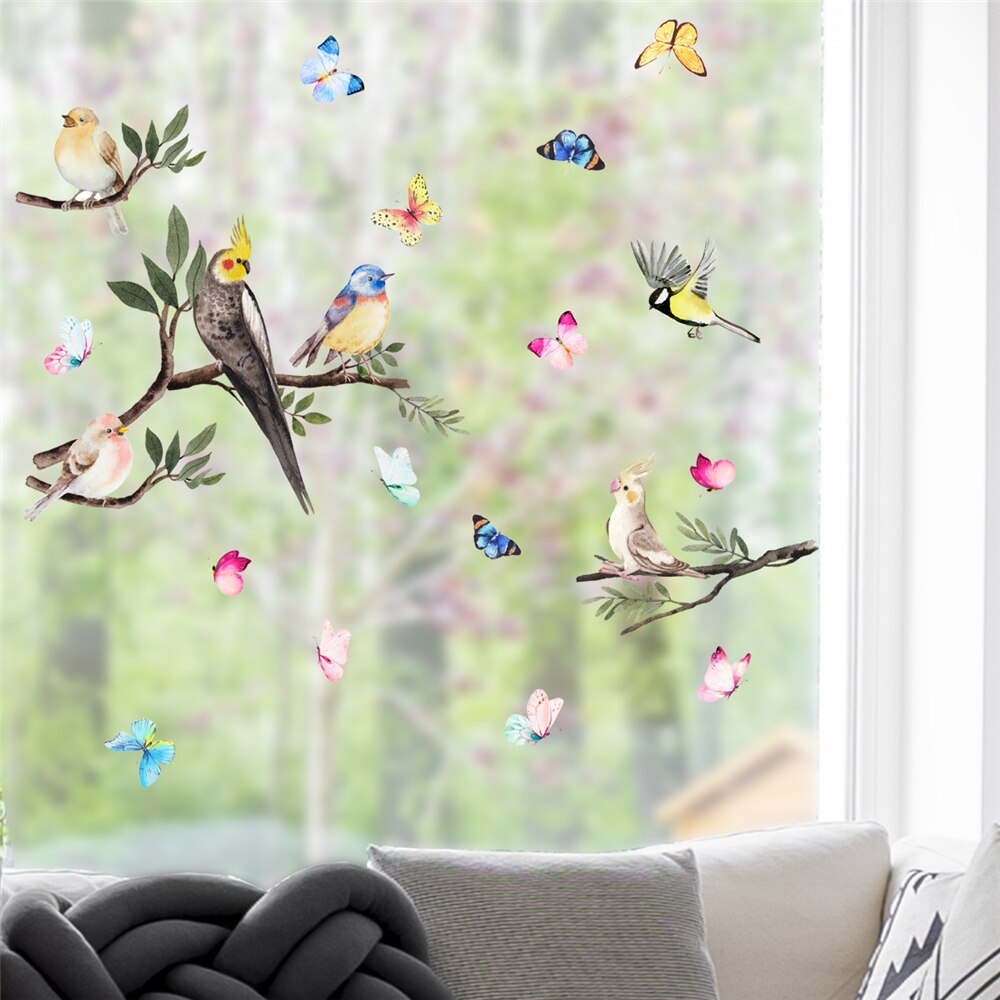 Whimsical Tree Branch Bird Stickers