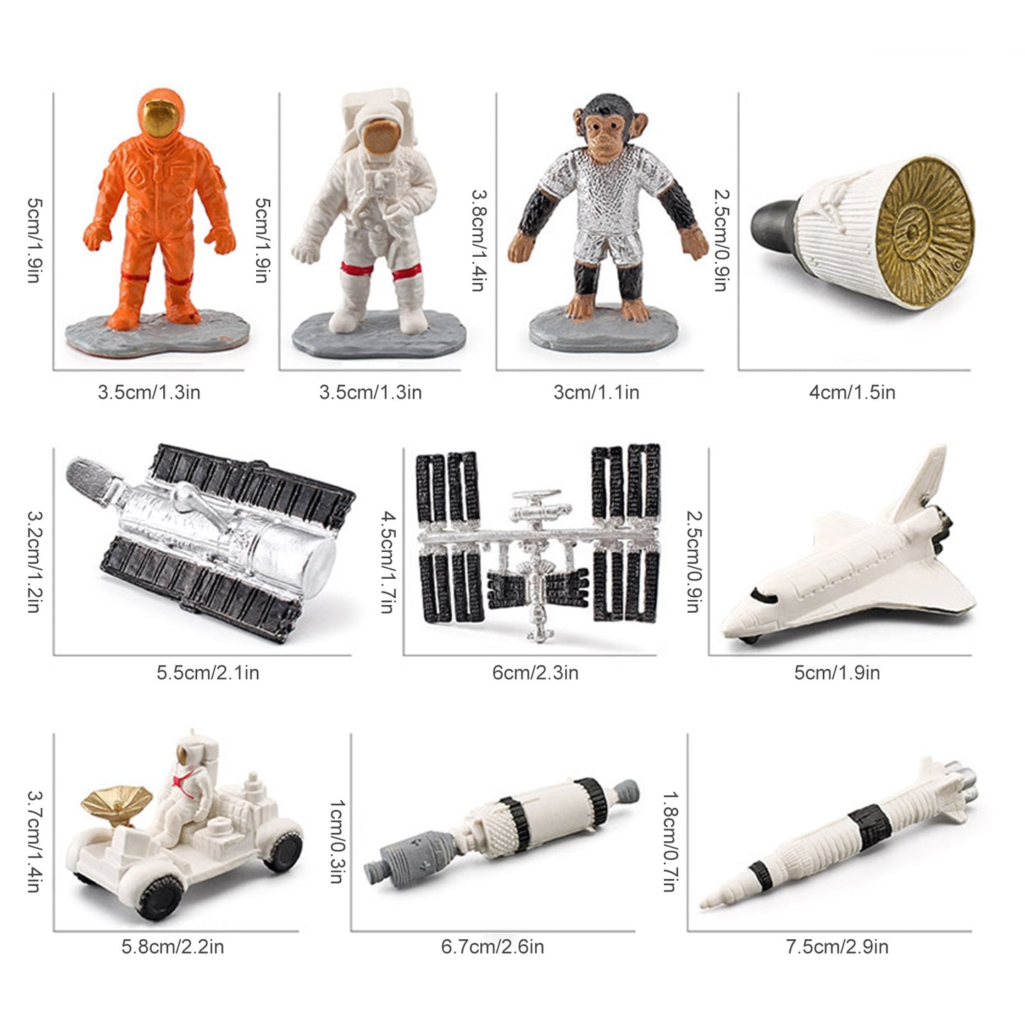 Miniature Astronaut Action Figures Model Set - Space Theme, 10pcs