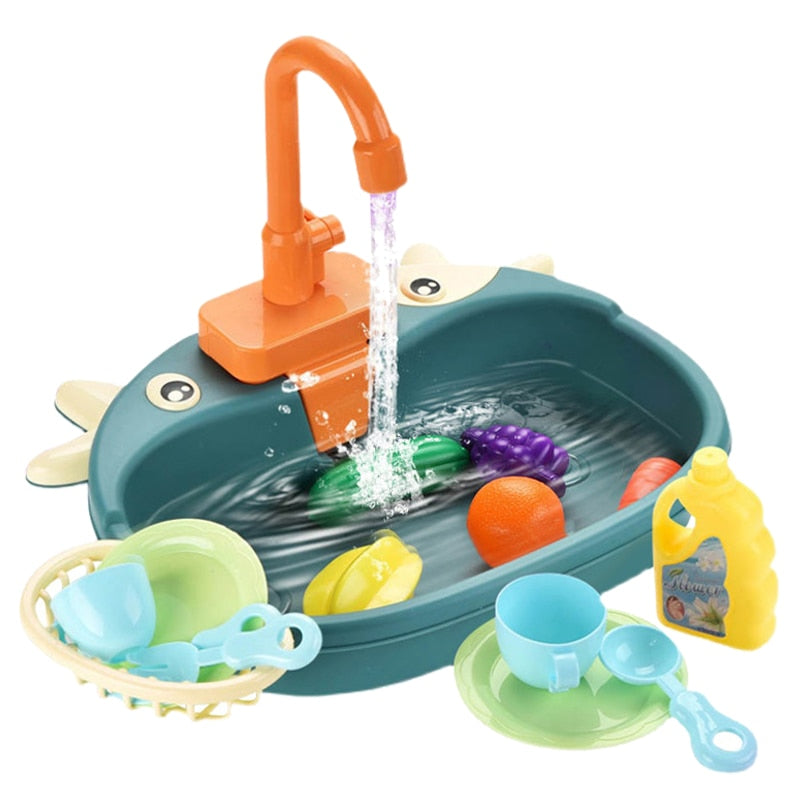 Electric Dishwasher Kitchen Toy for Kids - Pretend Play Set