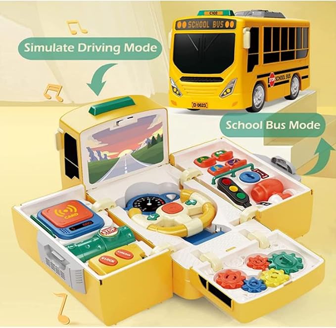 Steering Wheel Gear Toy Musical School Bus Toy