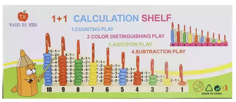 Wooden Calculation Shelf With Round Rings