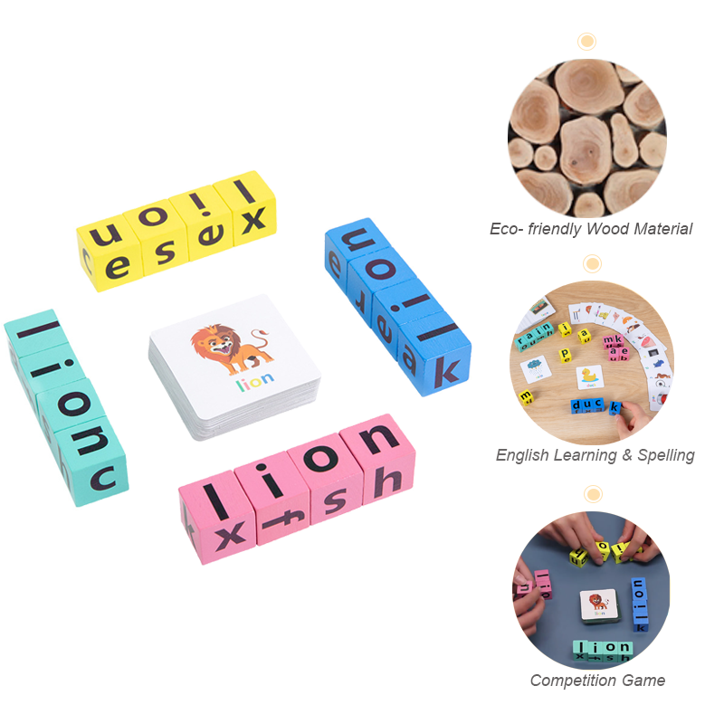 English Letter Spelling Block Flash Cards Game for Kids