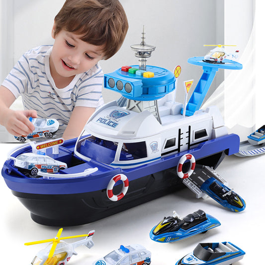 Music Boat Track Toy Set: Educational Fun with Cars, Planes, and Lighting