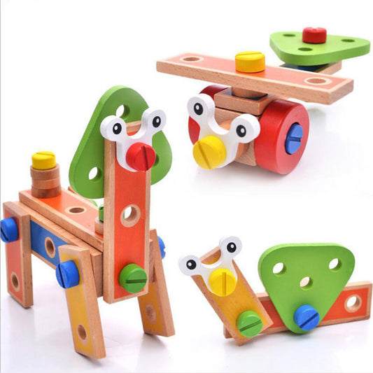 Kids Wooden Screwing Blocks Montessori Puzzle Toy