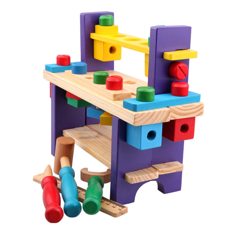 Kids' Multifunctional Wooden Workbench Assembly Toy