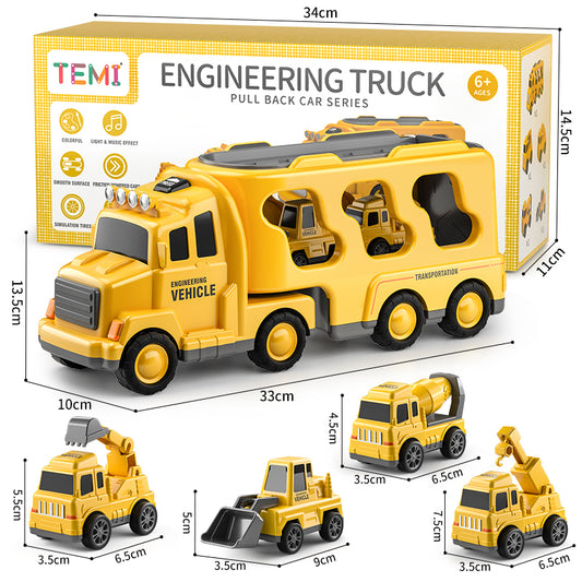 TEMI Diecast Carrier Truck & Engineering Vehicles: Educational Fun