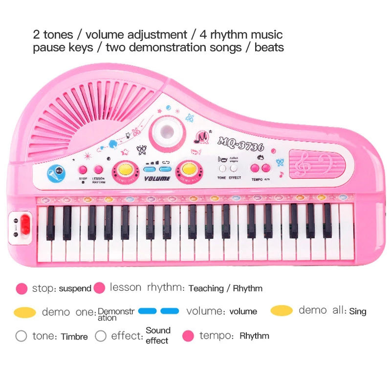 Children's Digital Piano Toy: 37-Key Musical Adventure with Microphone