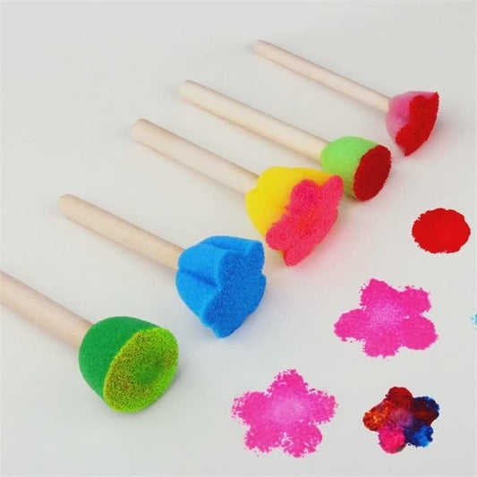 Kids Toddler 5 x Sponge Stamp Brush Kits: Flower Drawing Set