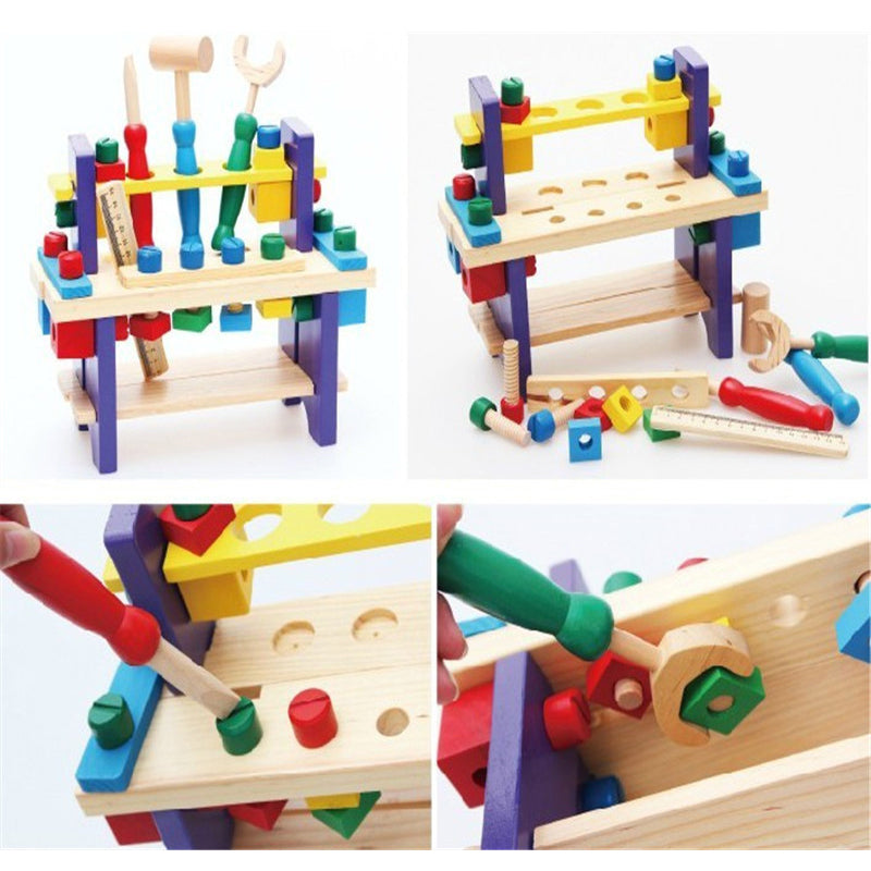 Kids' Multifunctional Wooden Workbench Assembly Toy