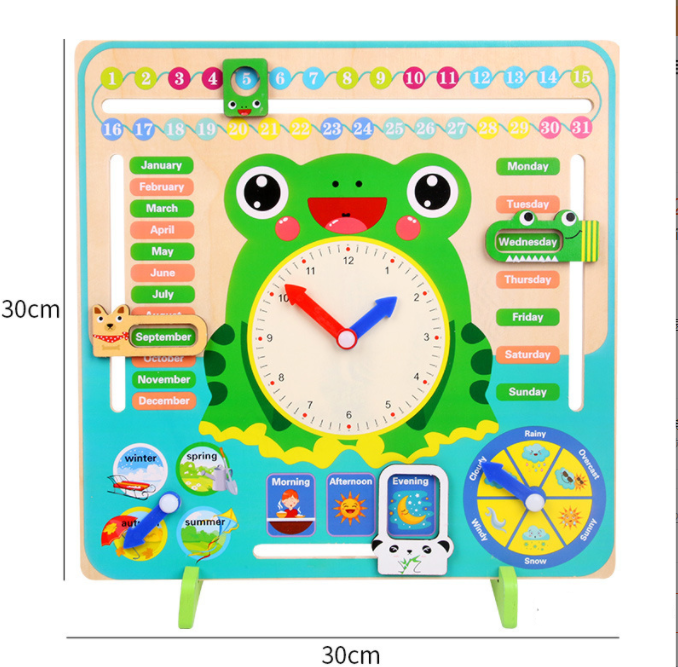 Time Cognition Exercise with Frog Clock Toy - Month Memory Fun