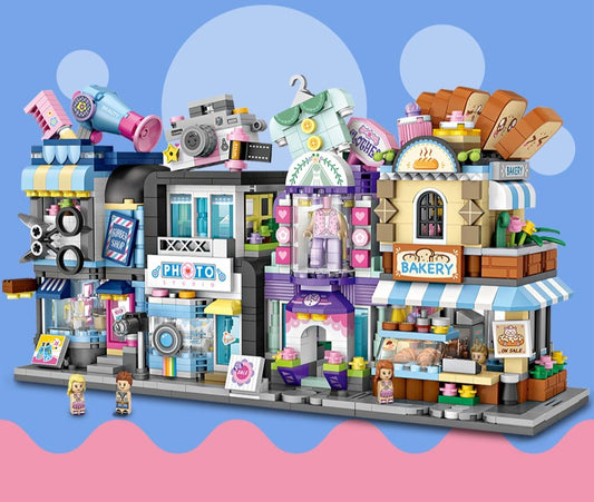 346 pcs Mini Block Building Set: Create Your Own Barber, Bakery & Clothing Shop!