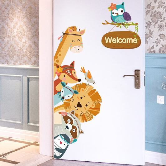 Whimsical Cartoon Animals Wall Stickers - DIY Lion, Fox, Giraffe Decals