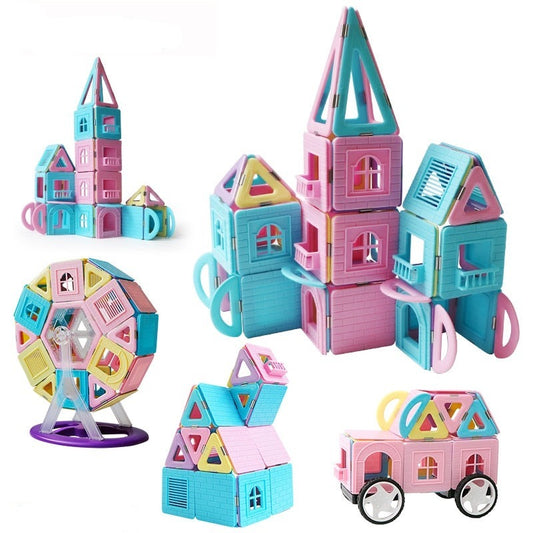 40 pcs Macaron Color Magnetic Tiles Toys - Creative Building Blocks for Kids