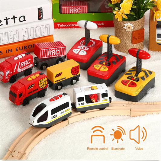 Wooden RC Race Tracker: Remote Control Electric Train Set