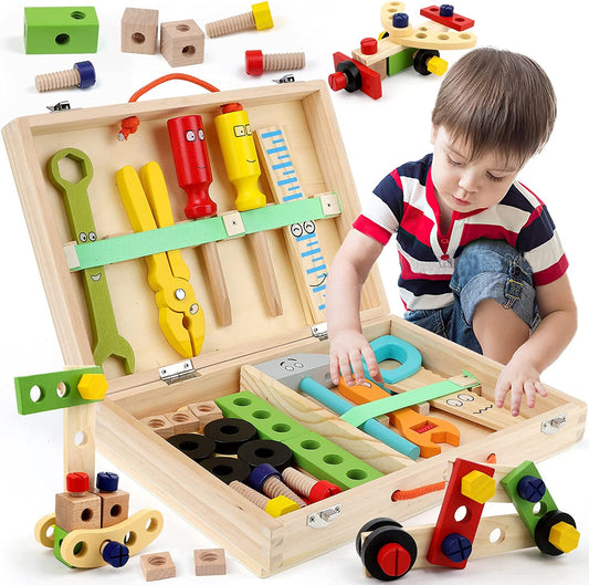 Wooden DIY Nut Building Block Repair Toy - Creative Construction for Kids
